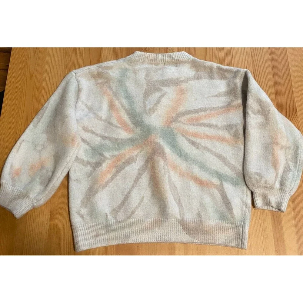 Pol Oversized Pullover Sweater Womens S Pink Tie Dye Comfy Crew Neck Tight Knit - Picture 3 of 12